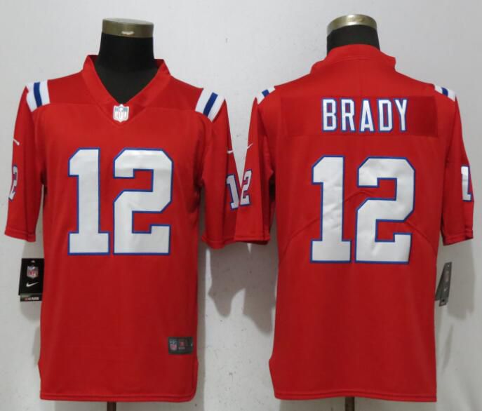 Men New England Patriots #12 Brady Red Vapor Untouchable Player Nike Limited NFL Jerseys